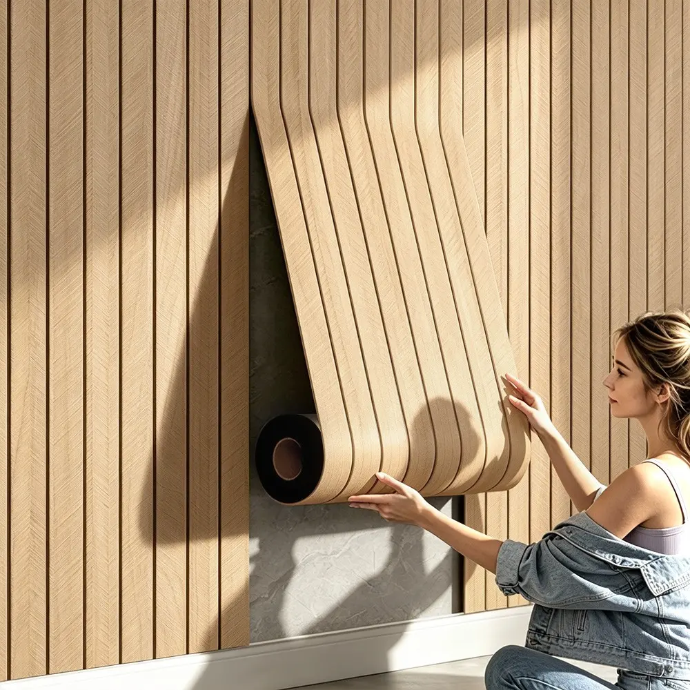 Self-Adhesive 3D Wood Grain Wall Panels, Thick Foam Peel and Stick Wallpaper Designs with Texture Design, Easy Clean and Install, Ideal for Home Decor
