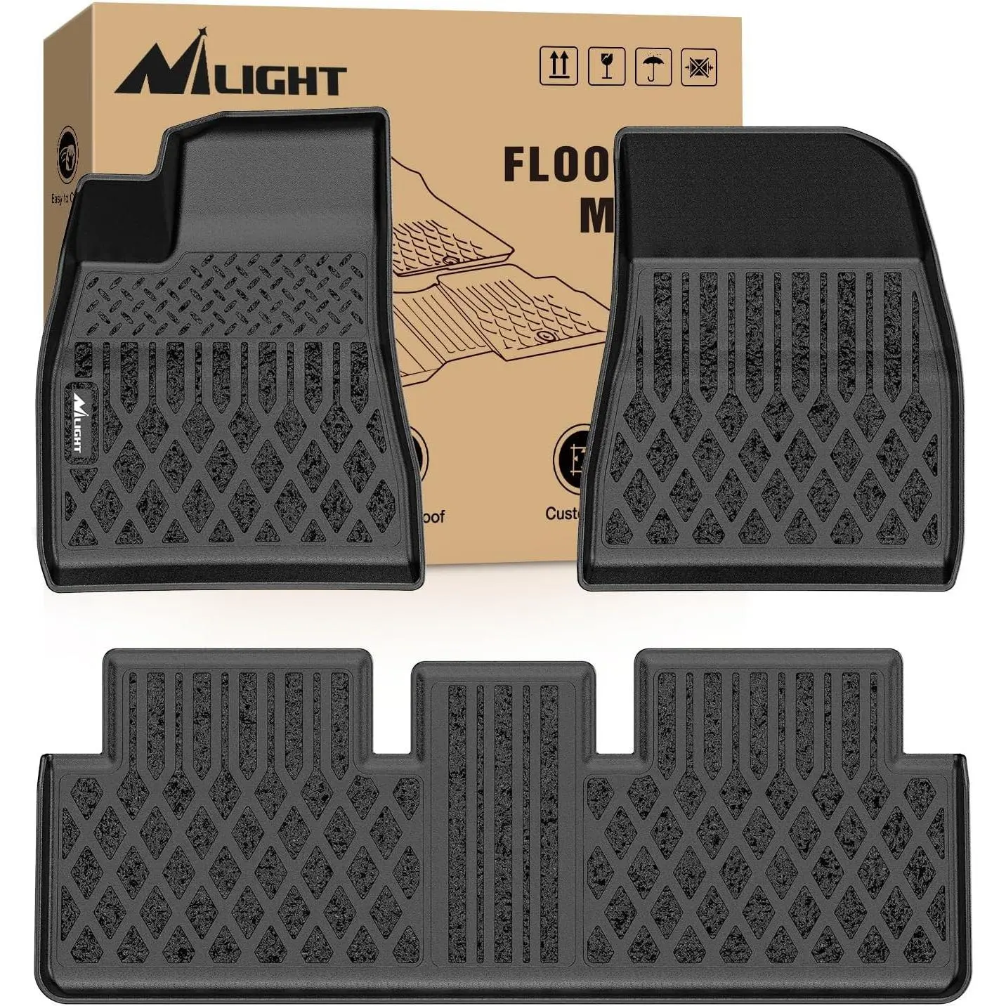 Nilight TPE Floor Mats for Tesla Model 3 2024 2025 2026 All Weather Custom Fit Heavy Duty Floor Liners