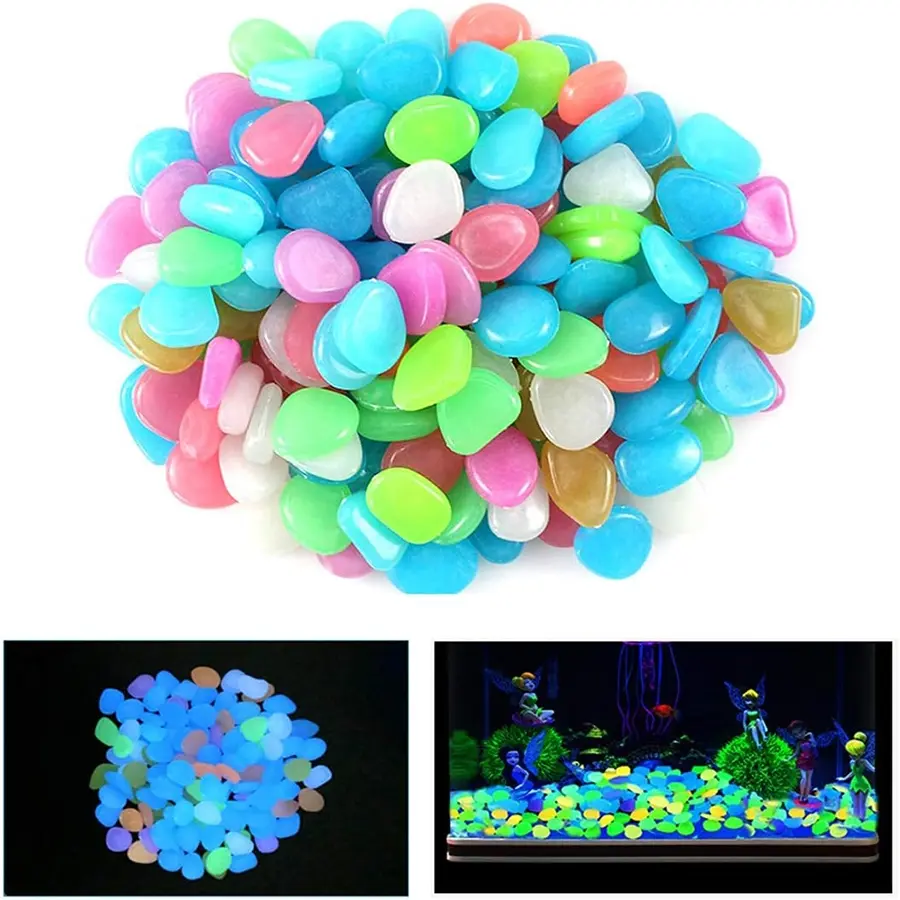 Glow in the Dark Pebbles for Indoor and Outdoor Decoration, Colorful Luminous Stones for Gardens, Pathways, Fish Tanks and DIY Projects