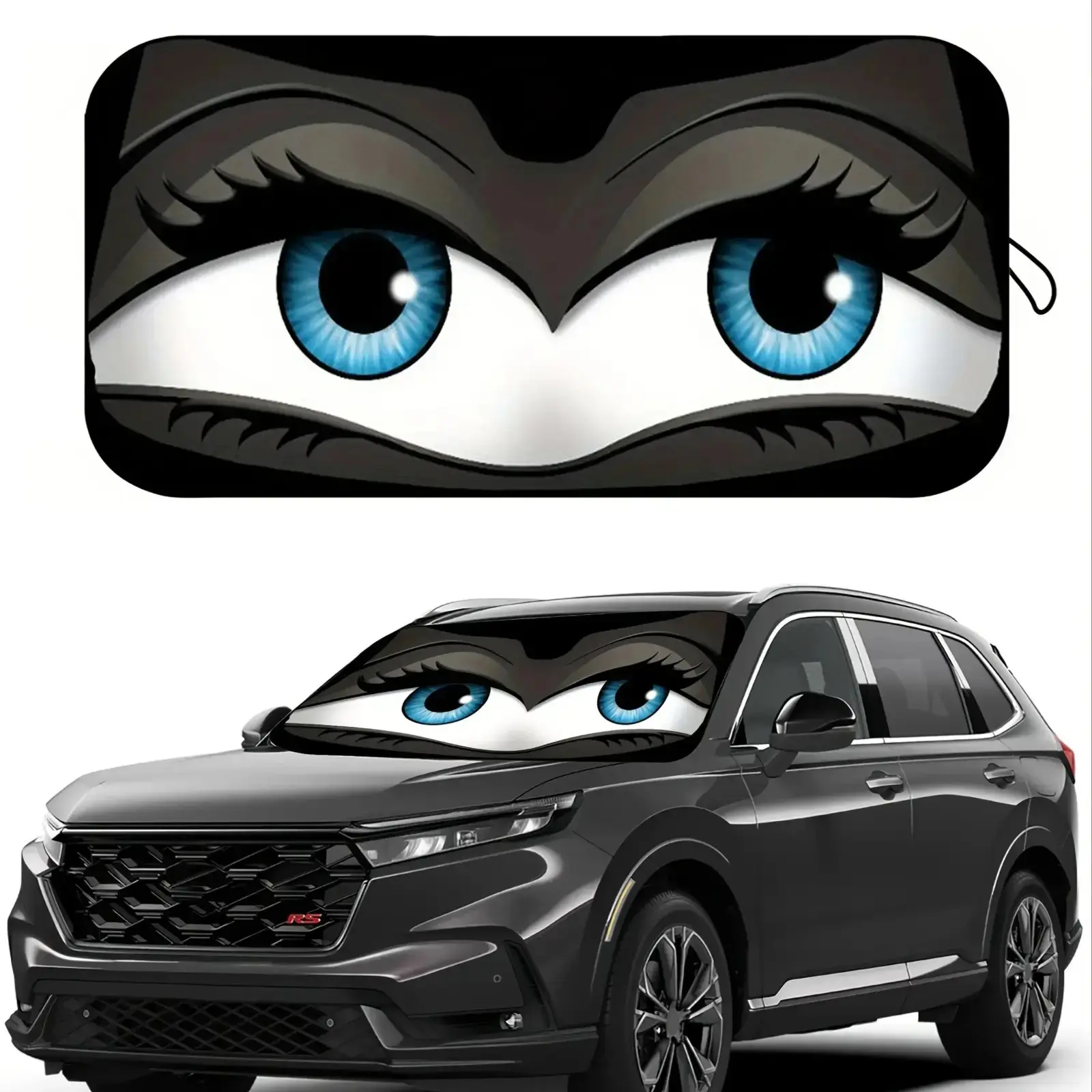 2pcs Cartoon Foldable Car Sunshade, Windshield Sunshade, Car Sun Shades, Summer Fun Automotive Car Accessory, Keeps Car Cool, UV Protection, Easy Install, Fits Most Cars and Small Suvs
