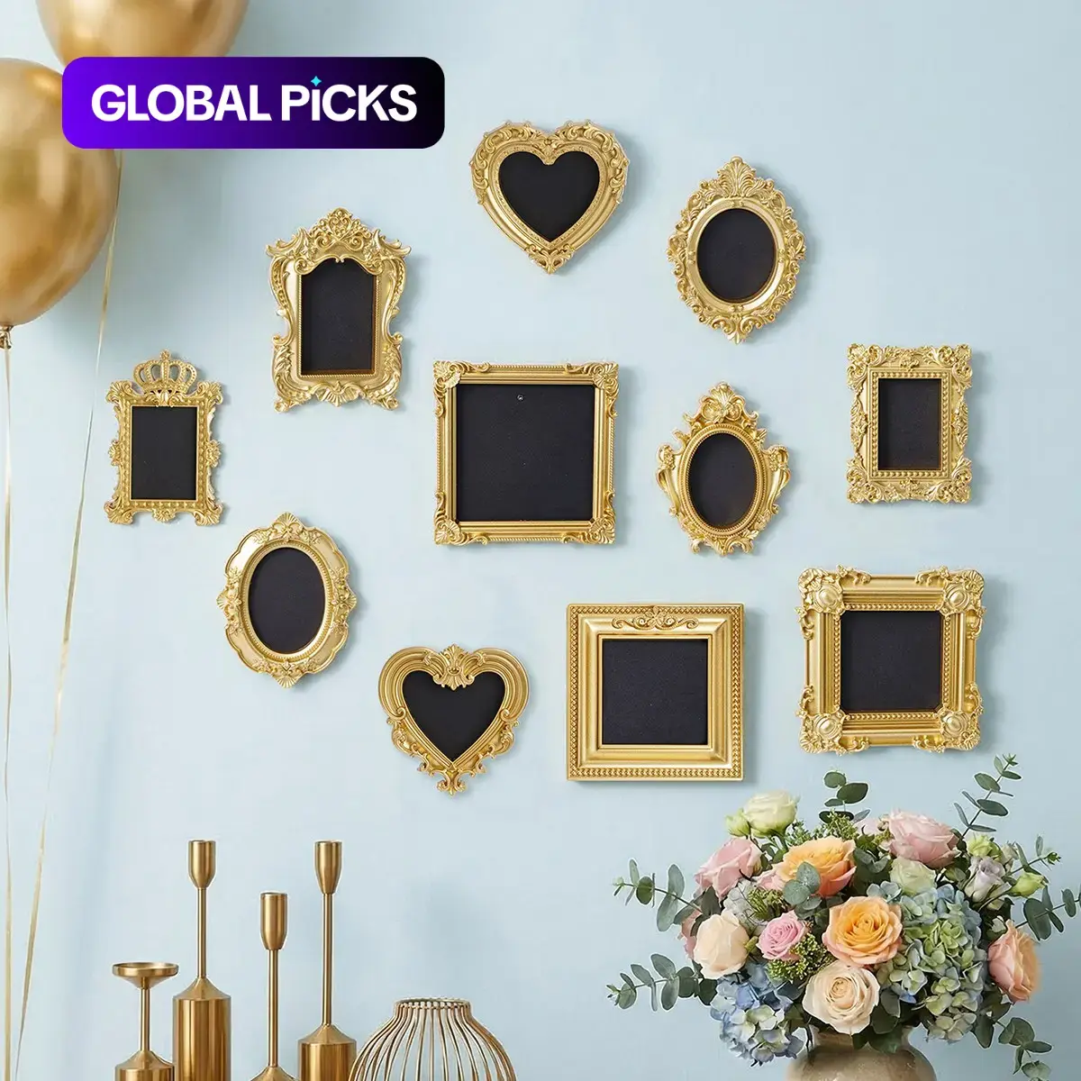 11pcs European Style Frame Decoration Set, Resin Wall Decor Crafts, DIY Home Wall Art, Photography Props, Holiday Decor, Party Decoration Frame, Picture Frames for Wall, Multi Picture Frames Collage for Wall, Framed Decor