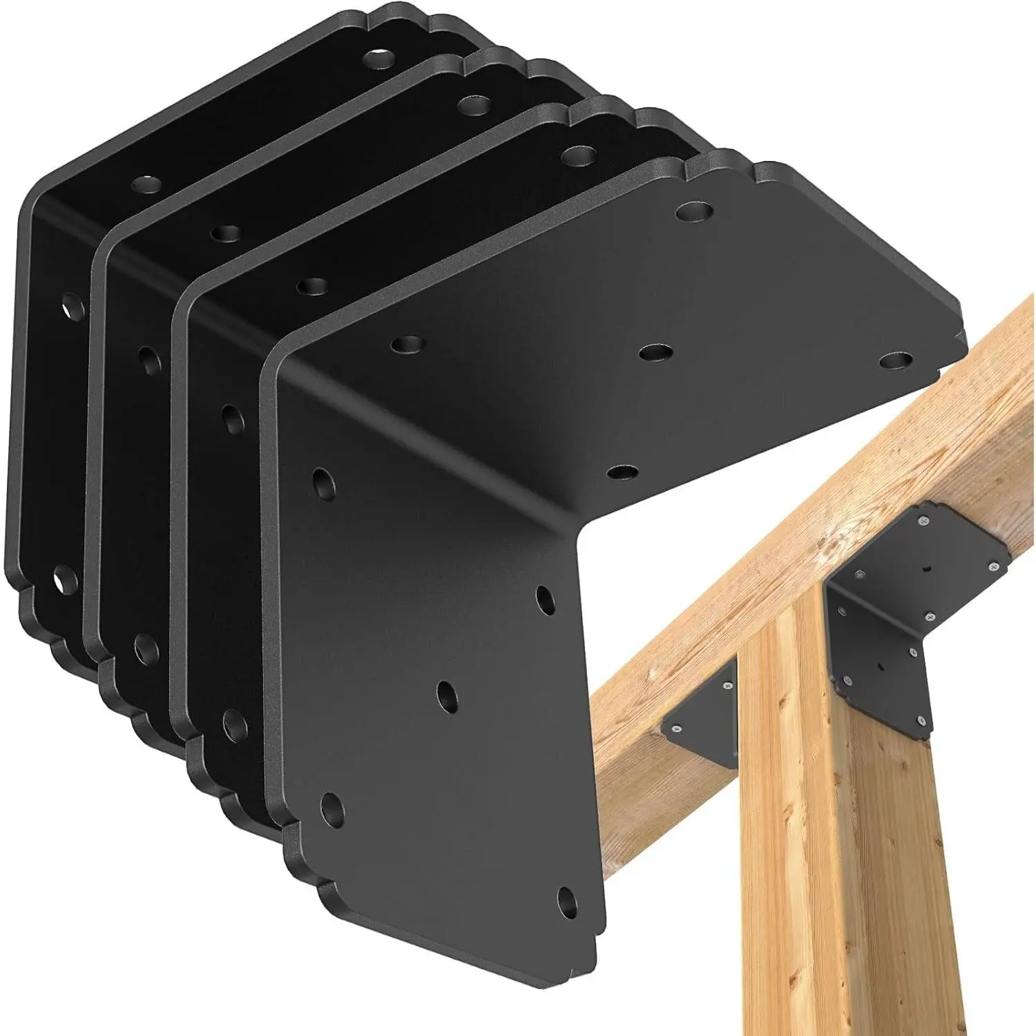 4x4x3.5 Heavy Duty L Bracket for Wood, 4pcs Corner Brackets for Deck Shelf Fence