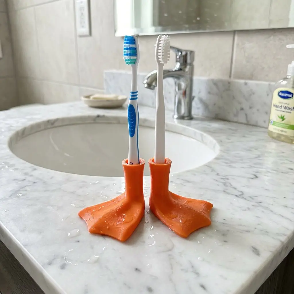 A Pair of Cute Duck Foot-Shaped Bathroom Multi-Functional Storage Rack, Toothbrush Holder, Multi-Functional Draining Rack Storage And Organization, Bathroom And Kitchen Desktop Storage And Organization Rack