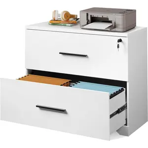 DEVAISE 2-Drawer Wood Lateral File Cabinet with Lock for Home Office, Black