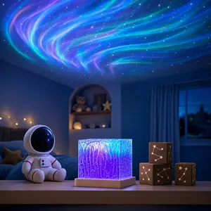 Magical Aurora Cube Kids Night Light - 16-Color USB LED Lamp with Remote Control, Timer, Dynamic Wave Effect, Calming Sensory Sleep Aid for Children's Bedroom Decor rechargeable bathroom Adjustable Electric Candle
