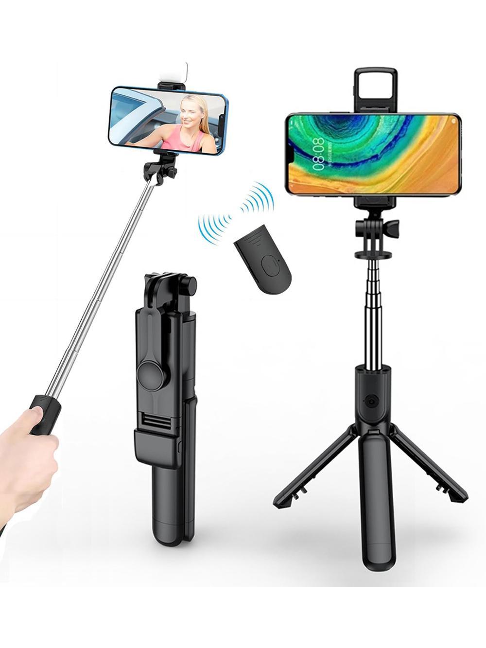 3In1 Bluetooth Wireless Selfie Tripod With Fill Light Shutter Remote Control Portable Foldable Monopod