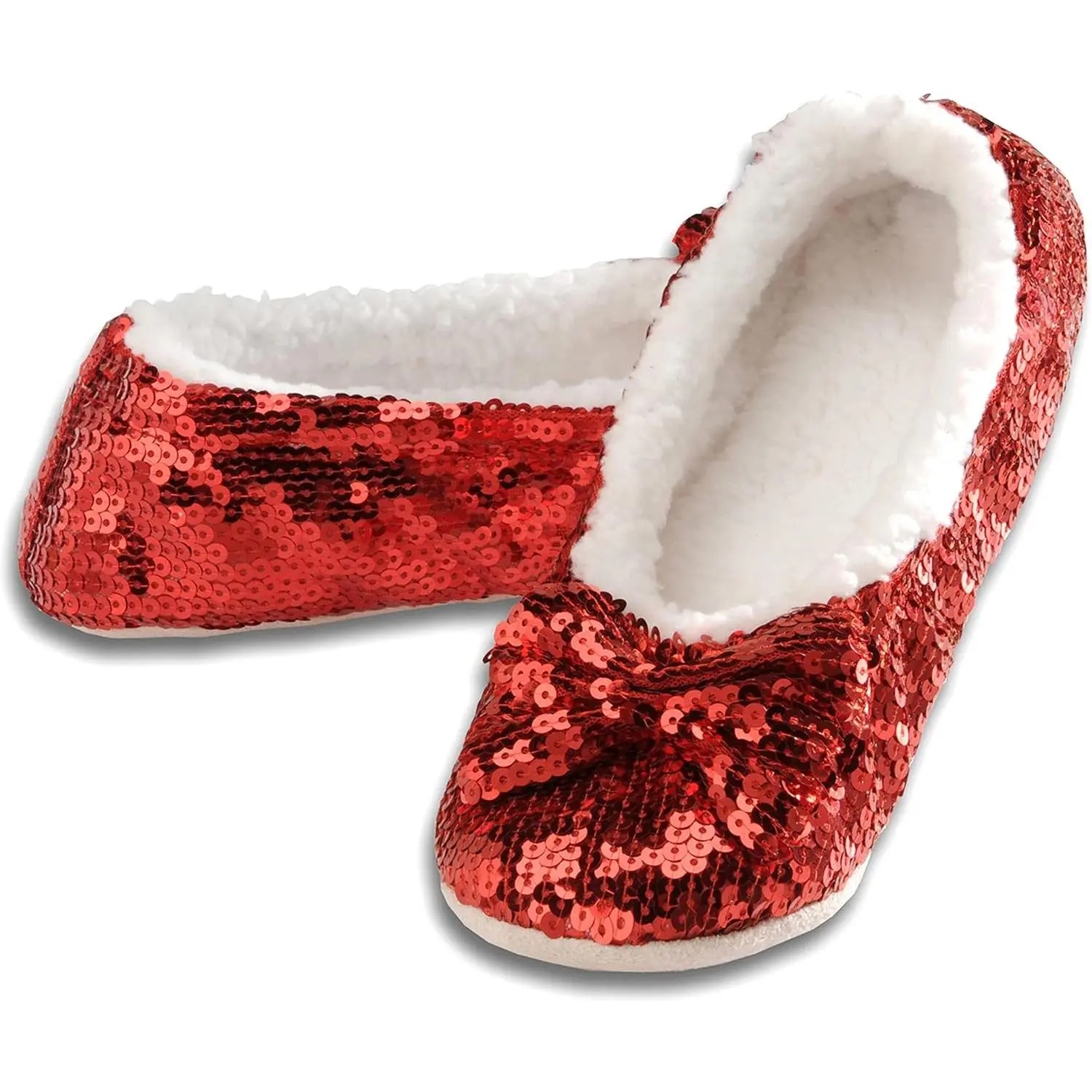 Sequin Slippers for Women Indoor with Sherpa Lining, Womens Slipper Socks with Grips