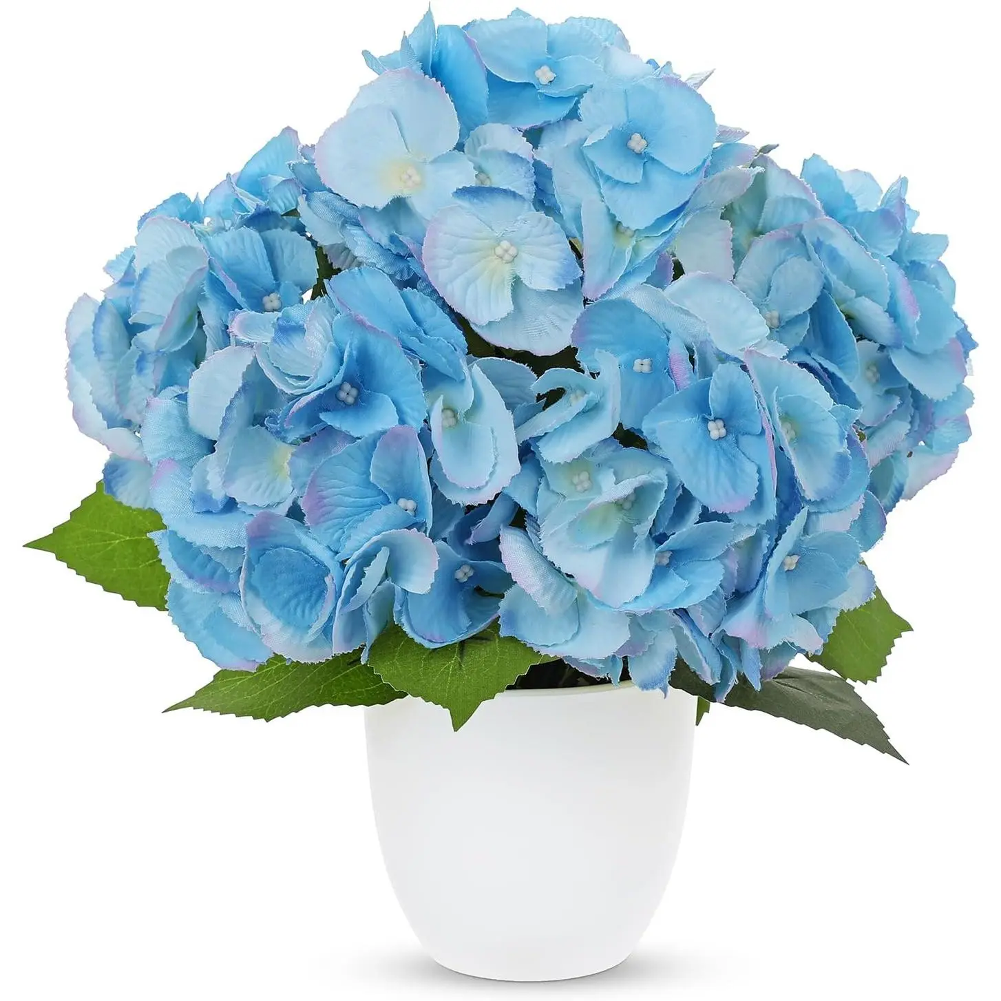 13" Fabric Cloth Decorative Artificial Hydrangea Plant in White Pot - Coastal Vibe Home Decor for Indoor Office Use, Ideal Mother’s Day Gift for Side Table Display