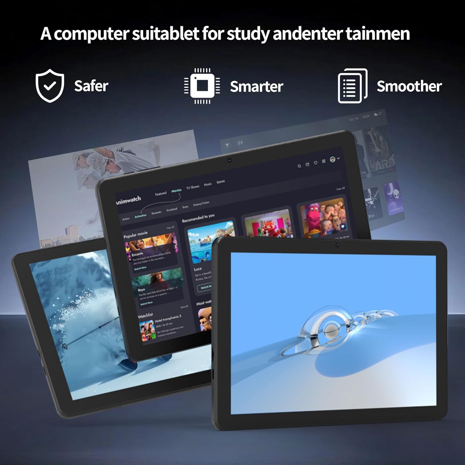 SUNDAY MIRTH Android 15 Tablet 10 inch Tablets, 20GB RAM 128GB ROM 2TB Expand, 2.0Ghz CPU Quad-Core Processor Tablet PC with Case and Stylus, 5G WiFi6, BT5.0, 6000mAh , Dual Camera, Widevine L1, GMS, Black