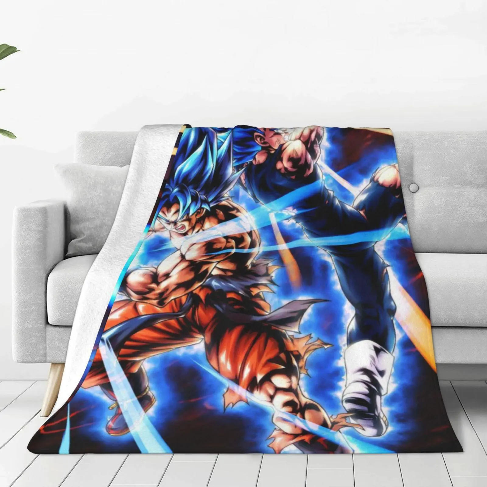 Goku Super Saiyan Anime Flannel Blanket Soft Plush Throw for Bedroom, Sofa, Home, Office and Anime Fans