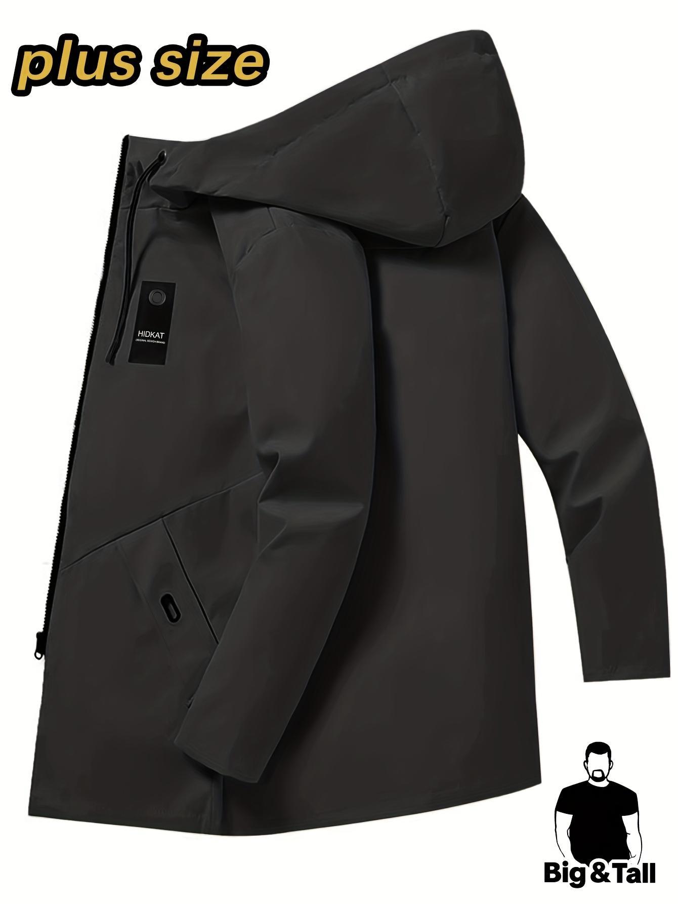 Multi colored American outdoor plus size commuting workwear coat Fat people look thin, plus size hooded windproof and warm jacket Men's plus size fashionable casual hooded windbreaker