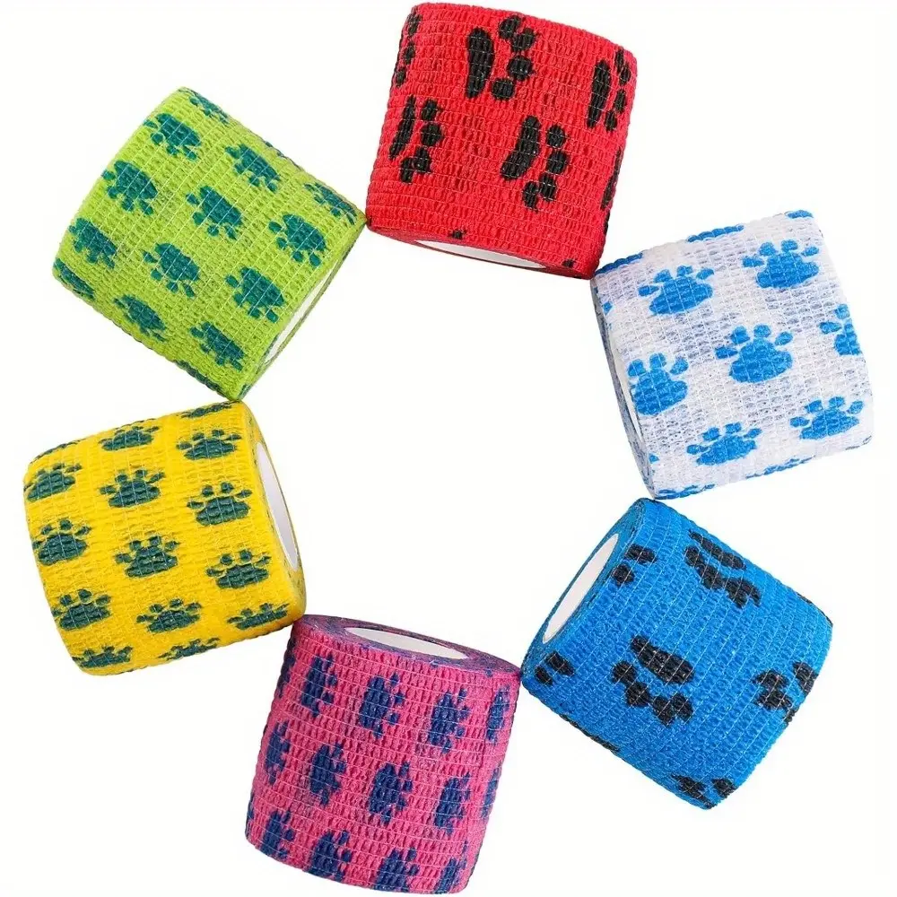 6 Rolls Self-Adhesive Pet Bandage Tape, Breathable Non-Woven Material, Ideal for Dogs, Cats, Horses, Birds, Leg and Paw Care
