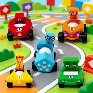5pcs/set Numberblocks One Two Three Four Five Racing Car Cartoon Model Toys Action Figure Fun Number Learning