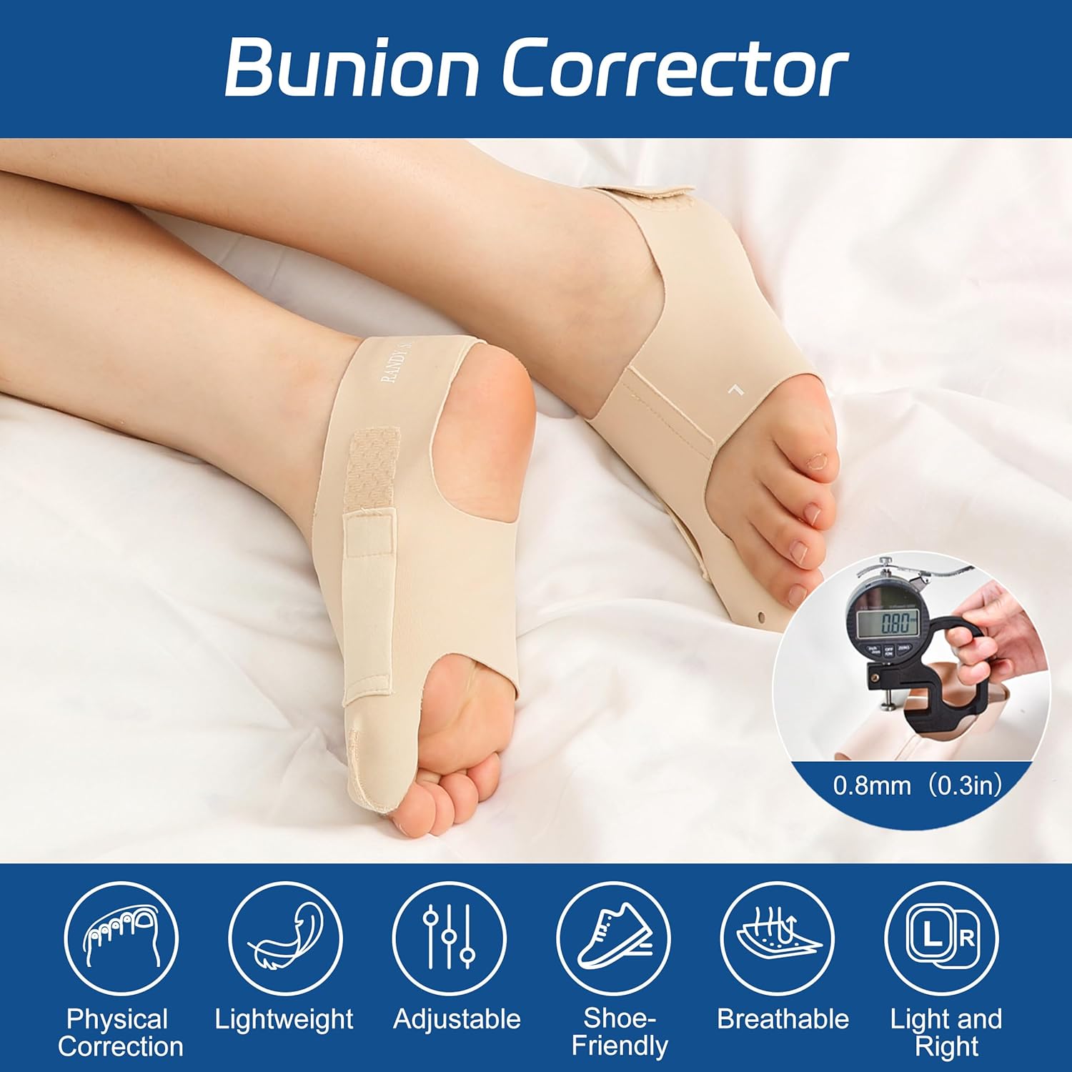 Adjustable Bunion Corrector for Big Toe Alignment, Wear-in-Shoes Pain Relief Brace