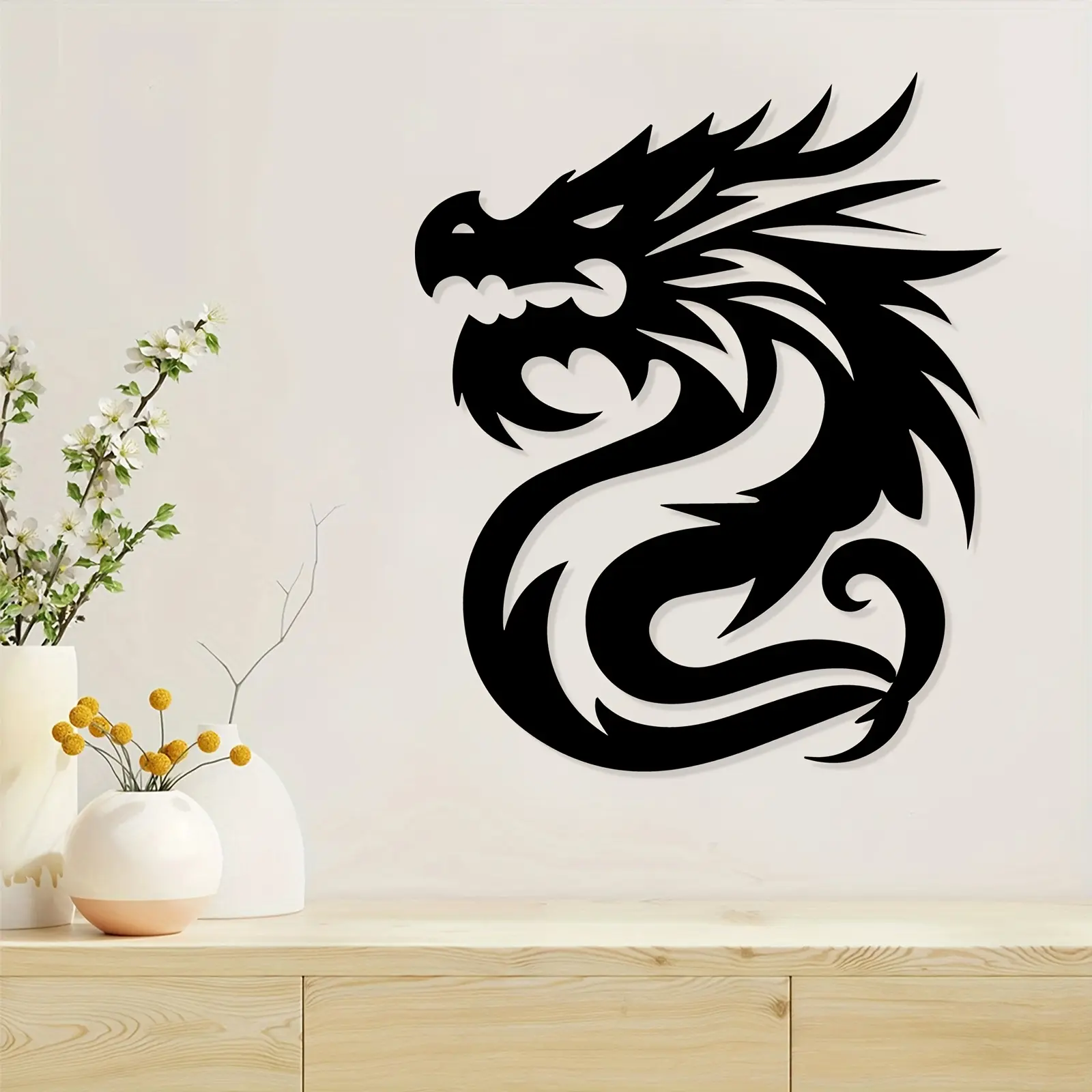1pc Dragon Metal Wall Art Statue - Dynamic Oriental Iron Dragon Sculpture, Weather-Resistant / Wall-Mounted Mural Suitable for Chinese New Year, Mid-Autumn Festival, Entryway, Backyard Fence - Cultural Gift & Asian Home Decor