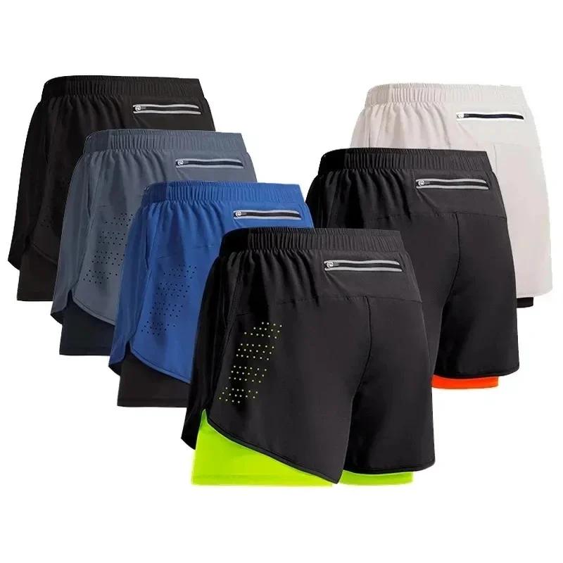 Kyn Apparel Men's Running Shorts Quick-drying Fitness ventilate Double Layer Shorts Men New Sport Workout Training Bodybuilding Short Pants