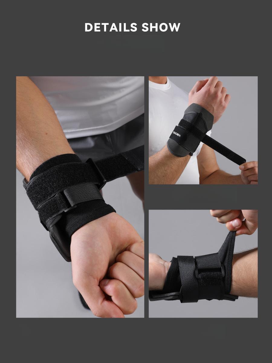 Professional Sports Wrist Brace with Splint Support, Adjustable Compression Strap, Non-Slip Sponge Hand Guard for Gym Weightlifting Men, 1 Size, M