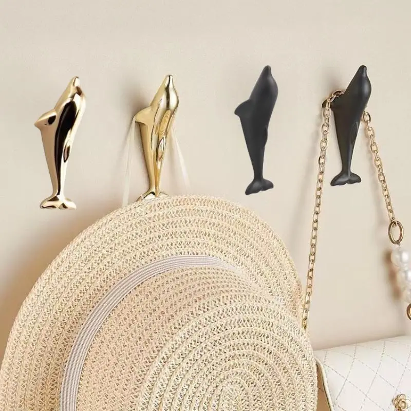 Dolphin Design Wall Hook, 2 Counts Cute Wall Mounted Hook, Home Organizer for Hat, Bag, Coat, Key, Umbrella, Home Decor Supplies