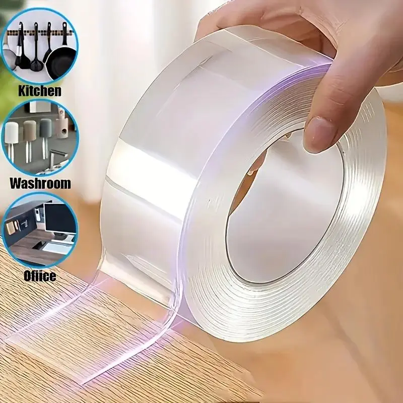 Nano Double Sided Tape, 9.84ft Heavy Duty Clear Mounting Tape with Strong Adhesive Grip, Removable Washable Traceless Gel Tape for Wall Decor, Home Organization, DIY Projects and Party Supplies tiktokshopbacktoschool