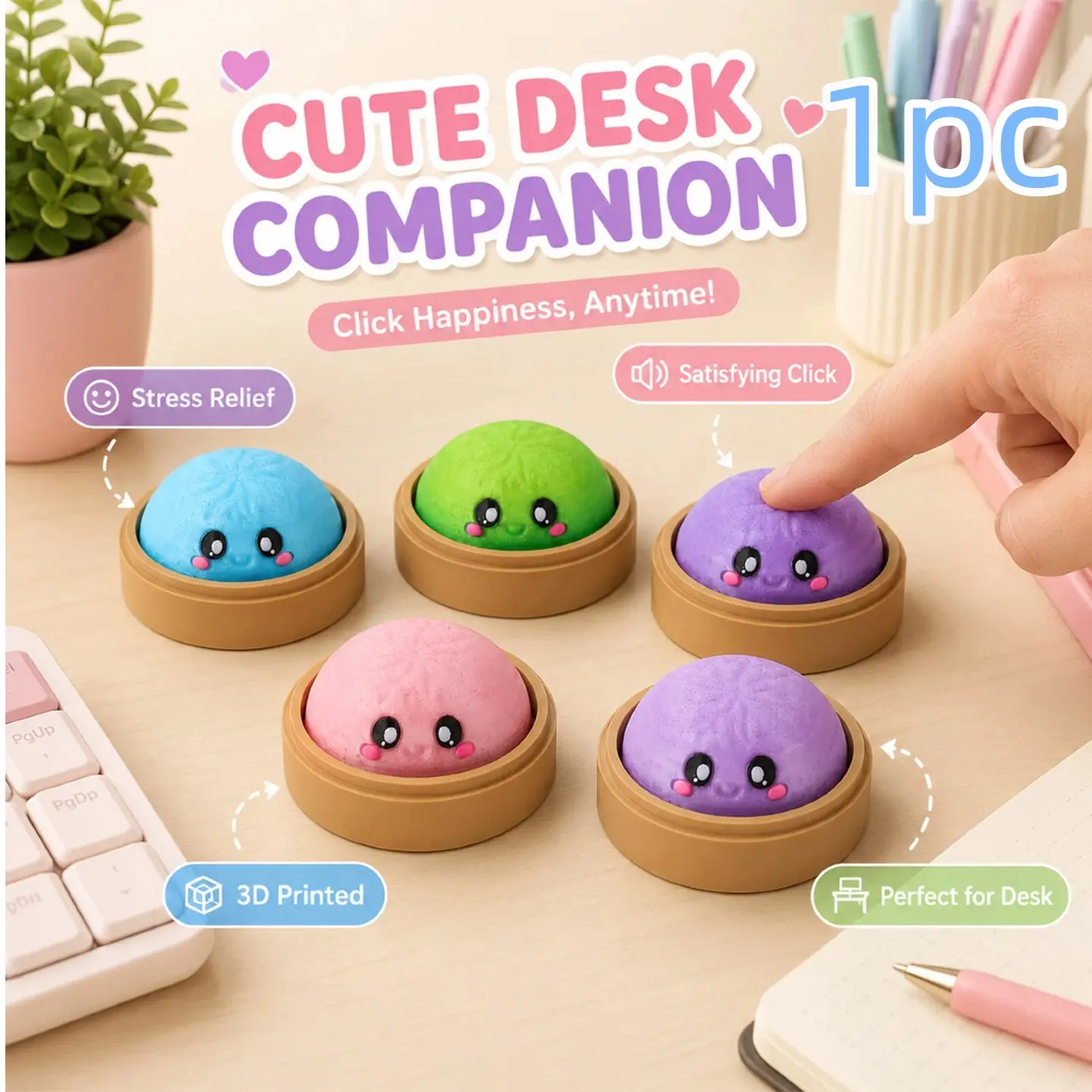 1pc 3D Printed Baozi Pressing Stress Relief Decorative Item, Unique Design for Relaxation, Perfect Gift for Friends and Family