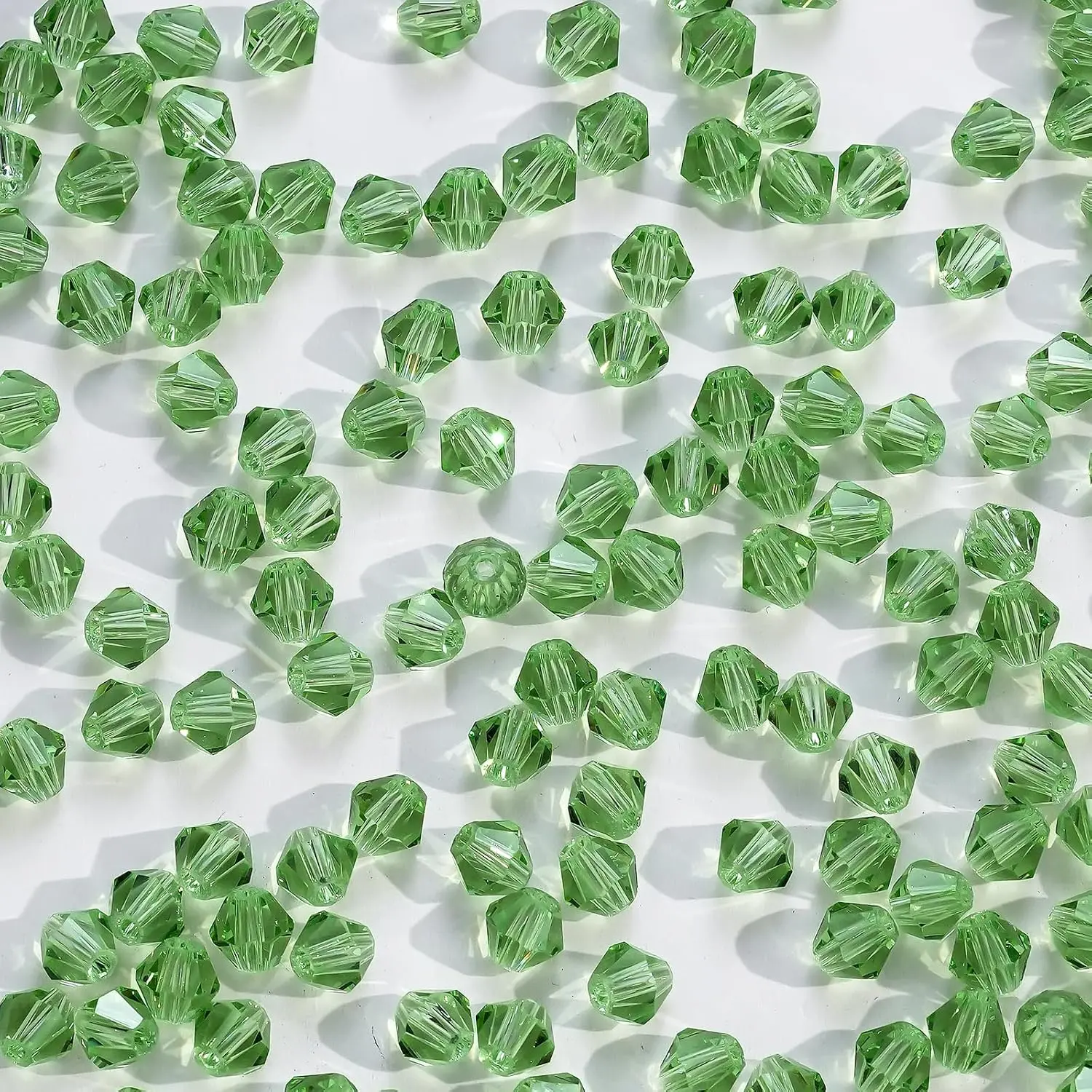 1000 count 4mm Bicone  Beads Faceted Spacer Loose Craft Beads Bulk for  Making Bracelets Necklace Earring Crafts (Light Green)