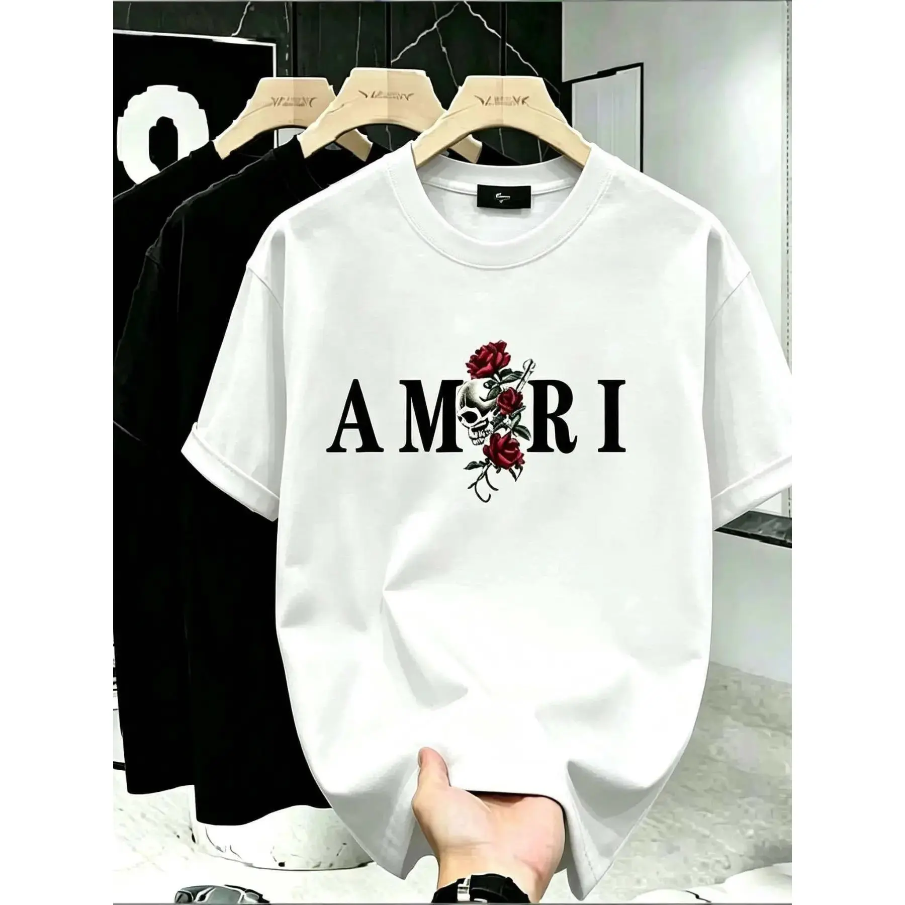 Men's Classic Round Neck Short-Sleeve Casual Loose-Fit T-Shirt - Letter Print, Comfortable Menswear Tops for Relaxing