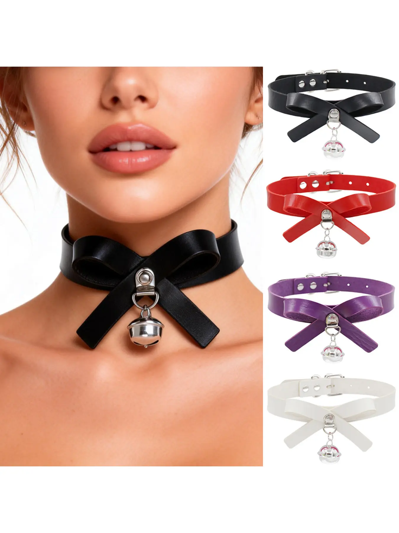 Environmental Punk Bell Choker Necklace Vintage Alloy Chain Adjustable Collar Trendy Statement Jewelry for Daily Wear