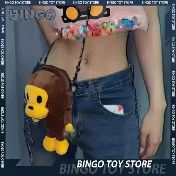 Transparent Surface Cartoon Monkey Figure Shoulder Bag Cosplay Mobile Holder With Bananas Toy Coin Purse Crossbody Bag
