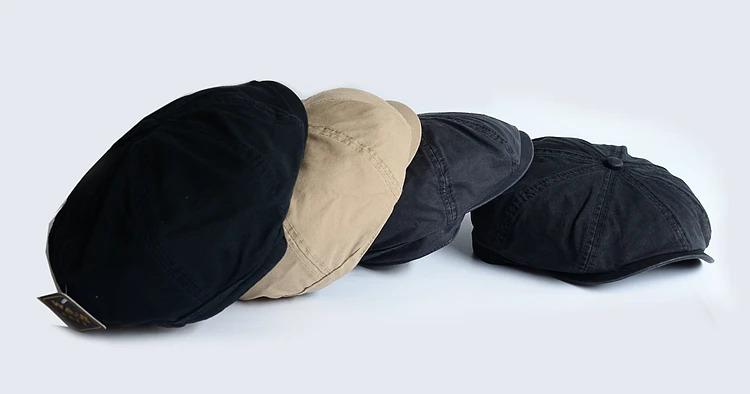 Men Big Head Newsboy Cap Peaky Hat Vintage Casual Cotton Cap Solid Berets England Visor Big Gatsby Flat Hat Detective Hats