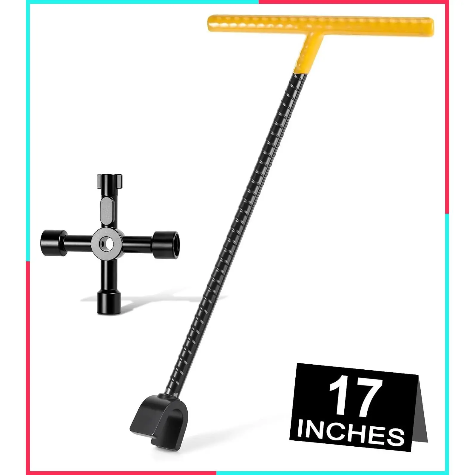 17-inch Premium Water Meter Key with 4-Way Utility Key, 3/4-inch Opening