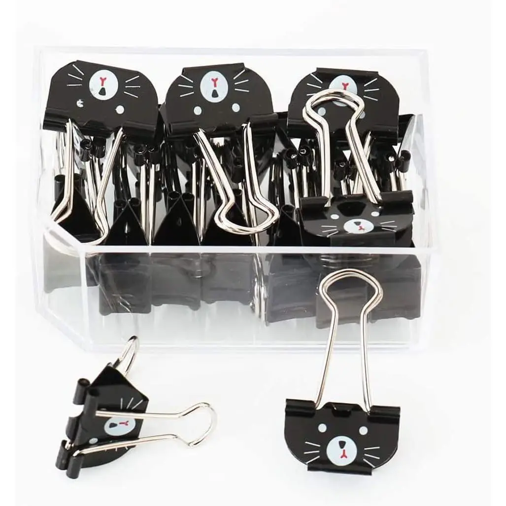 Iron Metal Rust-Proof Medium Black Binder Clips, 20-Count Paper Clamps for School & Office Desk Organization, Office Stationery Supplies