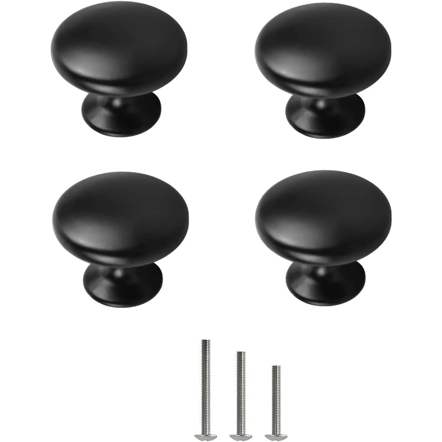 Matte Black Cabinet Knobs 4 Pack Black Drawer Knob Dresser Knob | Black  Knobs for Bathroom 30mm/1.18" Pull Handles for Kitchen Cupboard Furniture Chest Closet Door
