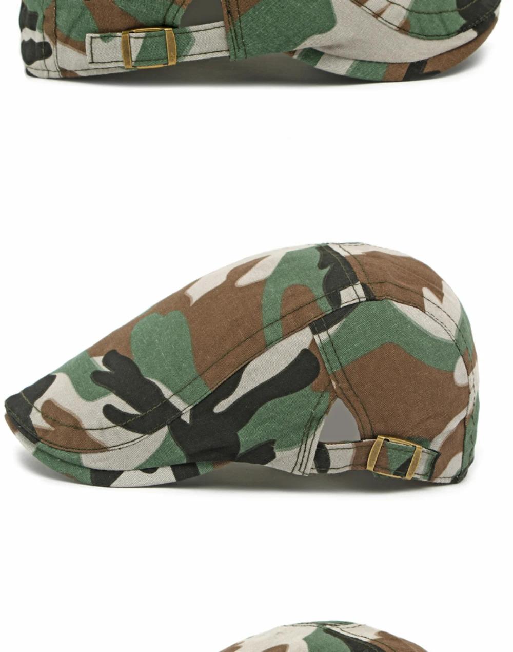 HT4837 Mens Berets Women Spring Summer Sun Cap Artist Painter Beret Hat Male Female Adjustable Ivy Flat Cap Camouflage Beret Cap