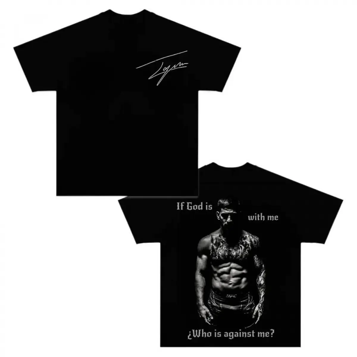 [Sale Up To 50%] Women's Short-Sleeve Loose Ilia Topuria 'El Matador' Double-Sided UFC Fighter Graphic Tee, Cotton Streetwear Shadow Fighter Portrait Shirt, 'If God Is With Me' Quote Vintage Fan Merch, Cold Wash Women's T-Shirt Gift for UFC Fans, Shortsle