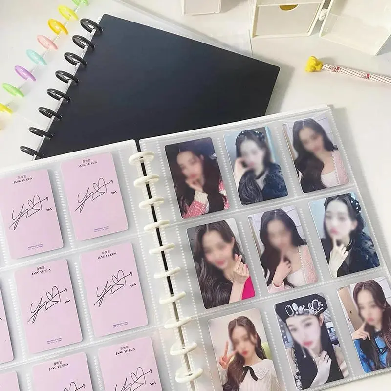 Photocard Binder 4/8/9 Girds Large Capacity Photo Albums Idol Cards Storage Book Transparent Binder Background Paper