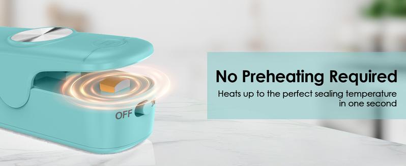 2 Pack Mini Bag Sealer, 2 in 1 Sealer and Cutter, Portable Heat Sealer Machine, Chip Heat Resealer for Snacks & Food Storage, Green/White (Batteries Included)