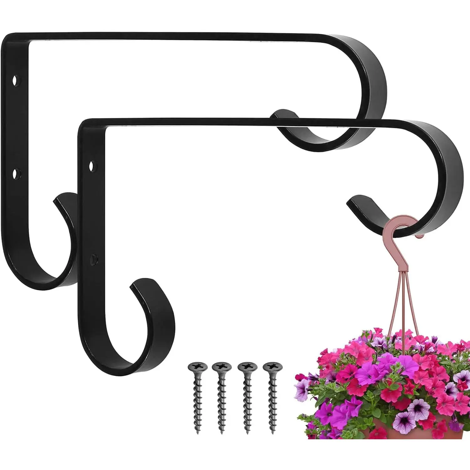 Metal  Hangers Outdoor 6" Set of 2 Black