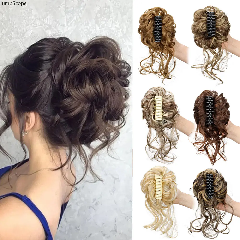 Built-In Anti-Slip Serrated Large Claw Clip Voluminous Layered Curly Hollow Lightweight Wispy Loose Tendril Hair Chignon, Matte Natural Simulation Fiber Sweat Resistant No Pressure Scalp Chic Daily Hair Accessory
