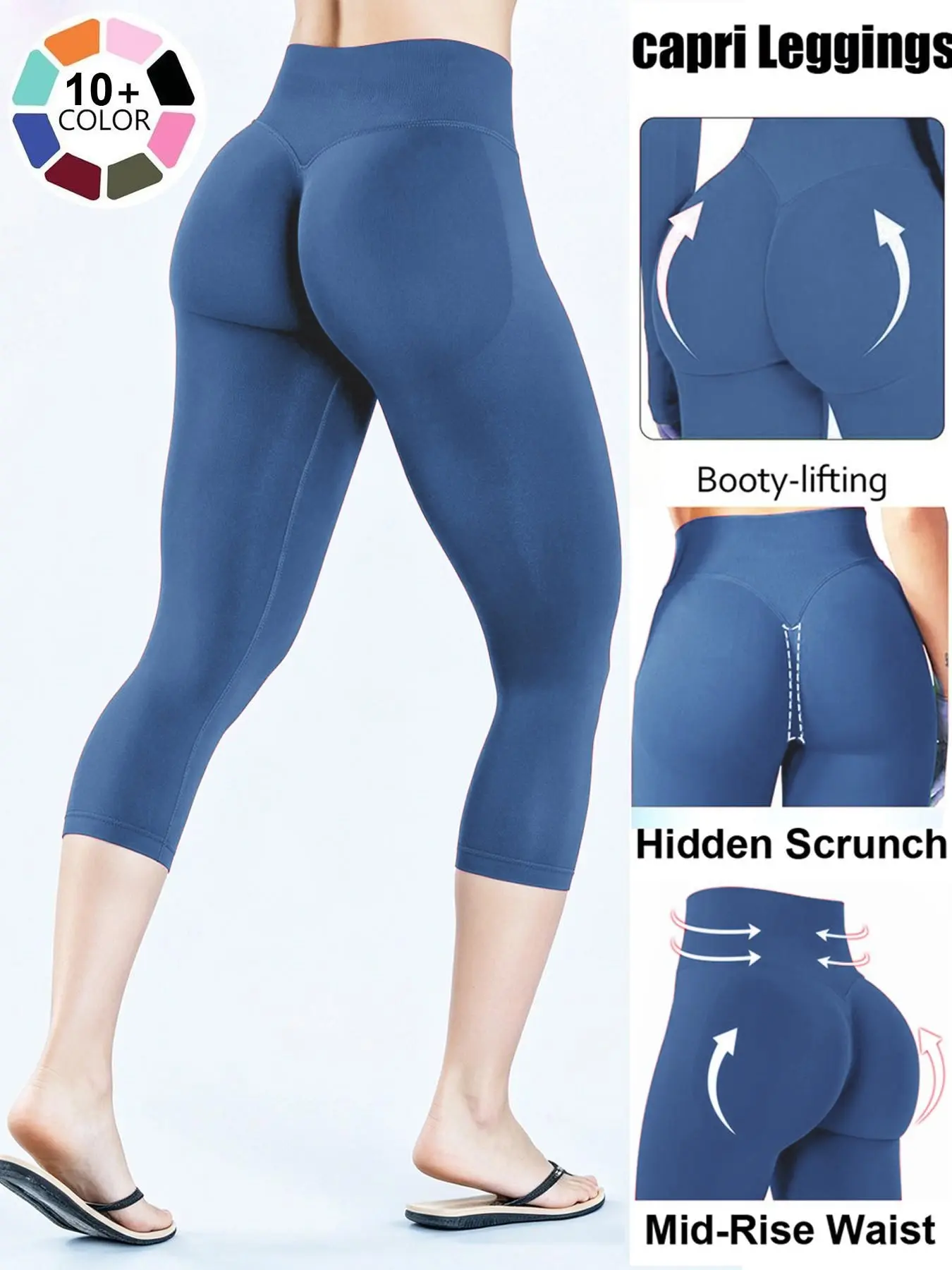 Capri Legging Pants for Women s, High Waist Tummy Control & Butt Lifting Capri Leggings, Breathable Sweat-Wicking Compression Sports Pants, High Stretch Slim Fit Pilates Pants, Athletic Tights For Running, Cycling & Gym Workouts, High Waisted Leggings