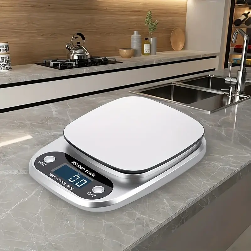 Kolzp 10kg High Precision Digital Kitchen Scale, Stainless Steel, Grams and Ounces, Compact Design, Ideal for Cooking, Baking, Apartment Use