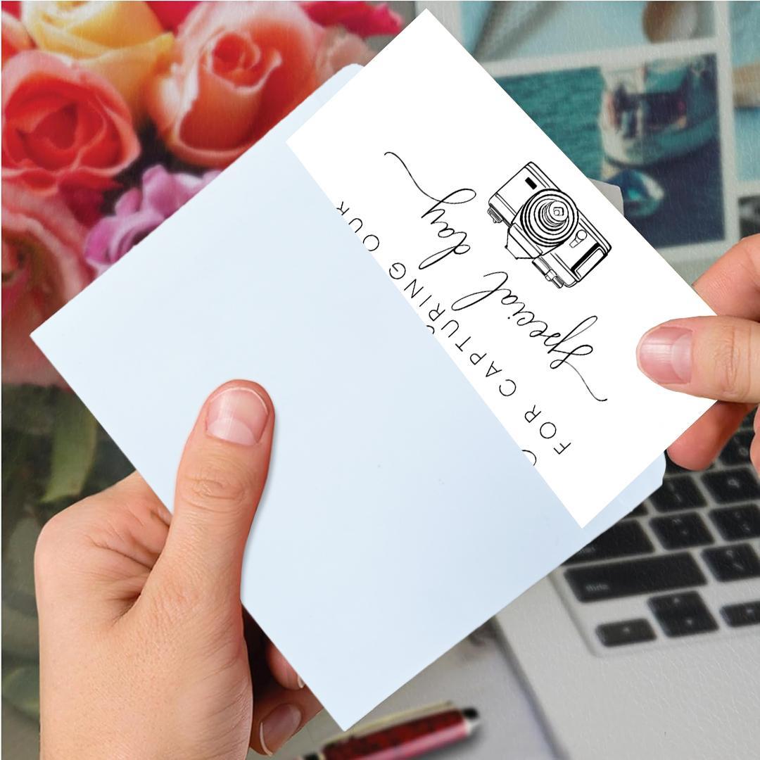 Wedding Photographer Thank You Card, Camera & Letter Pattern Greeting Card, Greeting Card for Wedding Photographer, Wedding Vendor Gift