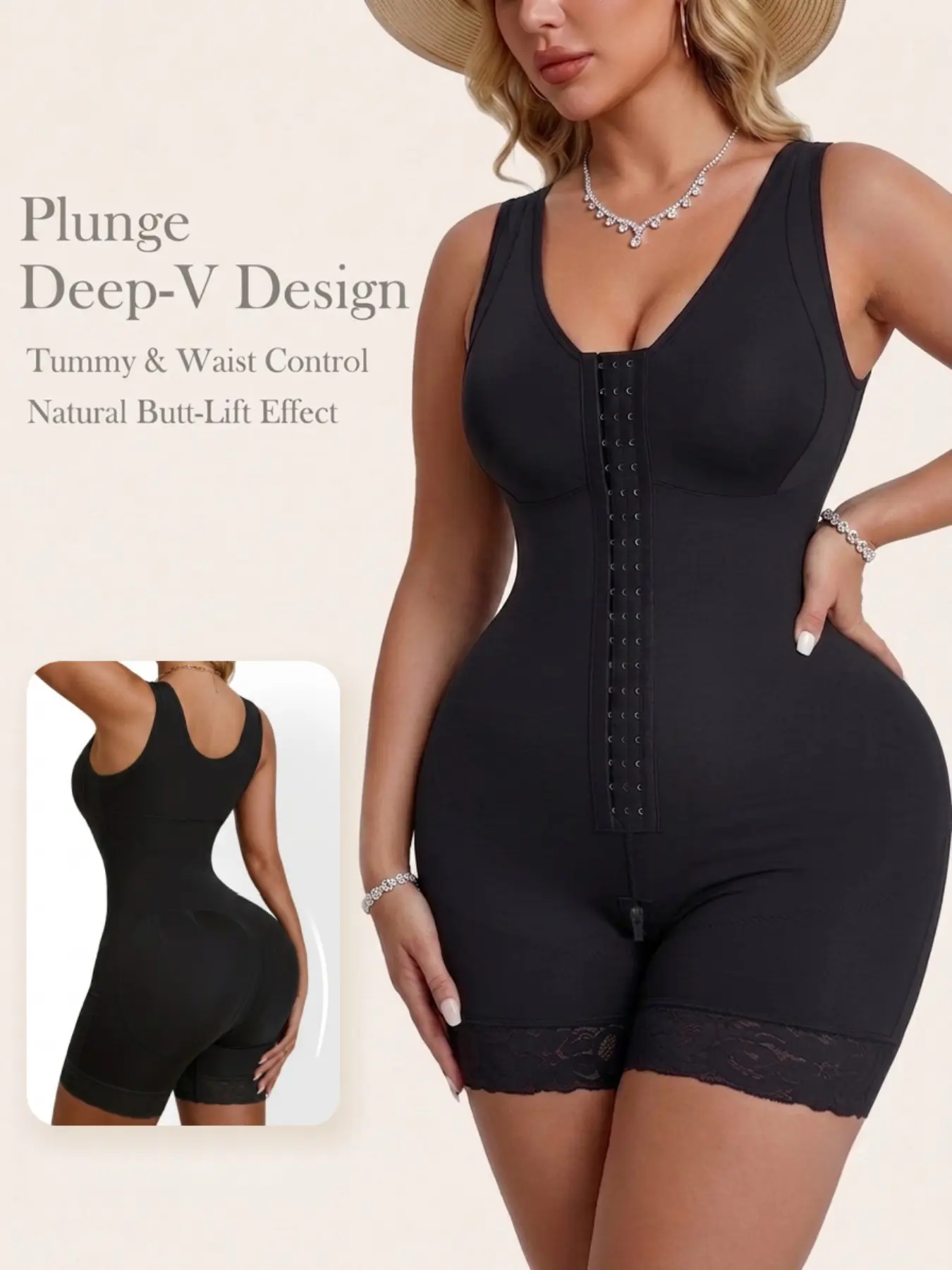 1 Count Women's Breathable & Comfortable Shapewear, Colombian Shapewear, Fajas, Butt Lifting & Tummy Control Bodysuit, Breathable & Comfortable Jumpsuit, Four-Button Design Shapewear Bodysuit, Great For Tidy Daily Looks