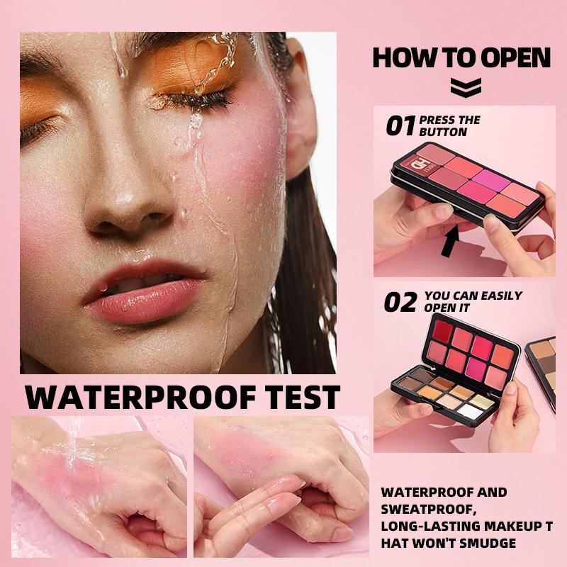 16-color powder blusher contouring concealer palette, matte highlighter multi-purpose rouge cream, long-lasting waterproof concealer palette, versatile use, Cosmetics Products