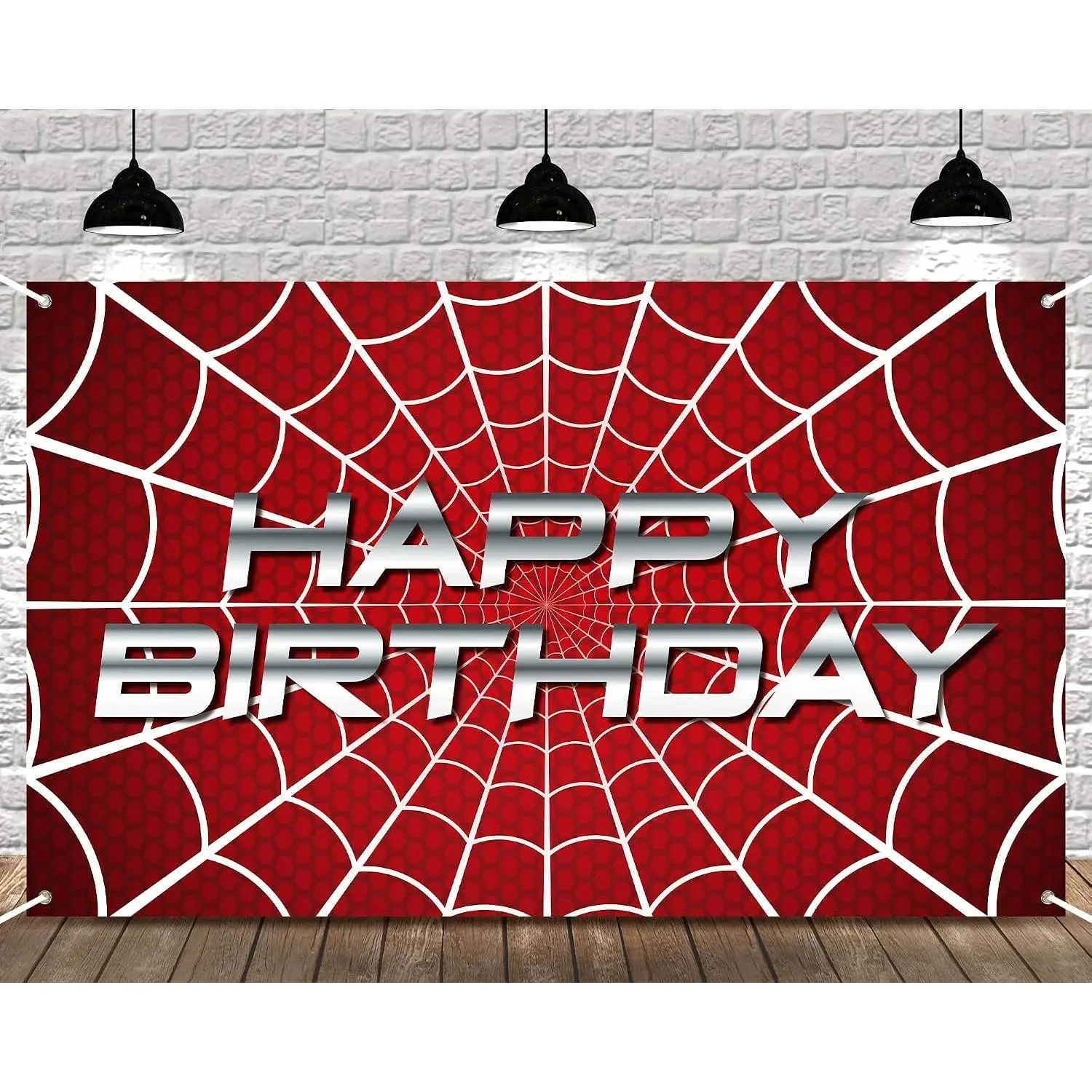 Happy Birthday Spider Web Backdrop Party Decoration Supplies Theme Banner Backdrop Decor for Birthday Party Photography Background Photo Props (5.9 x 3.6 ft)