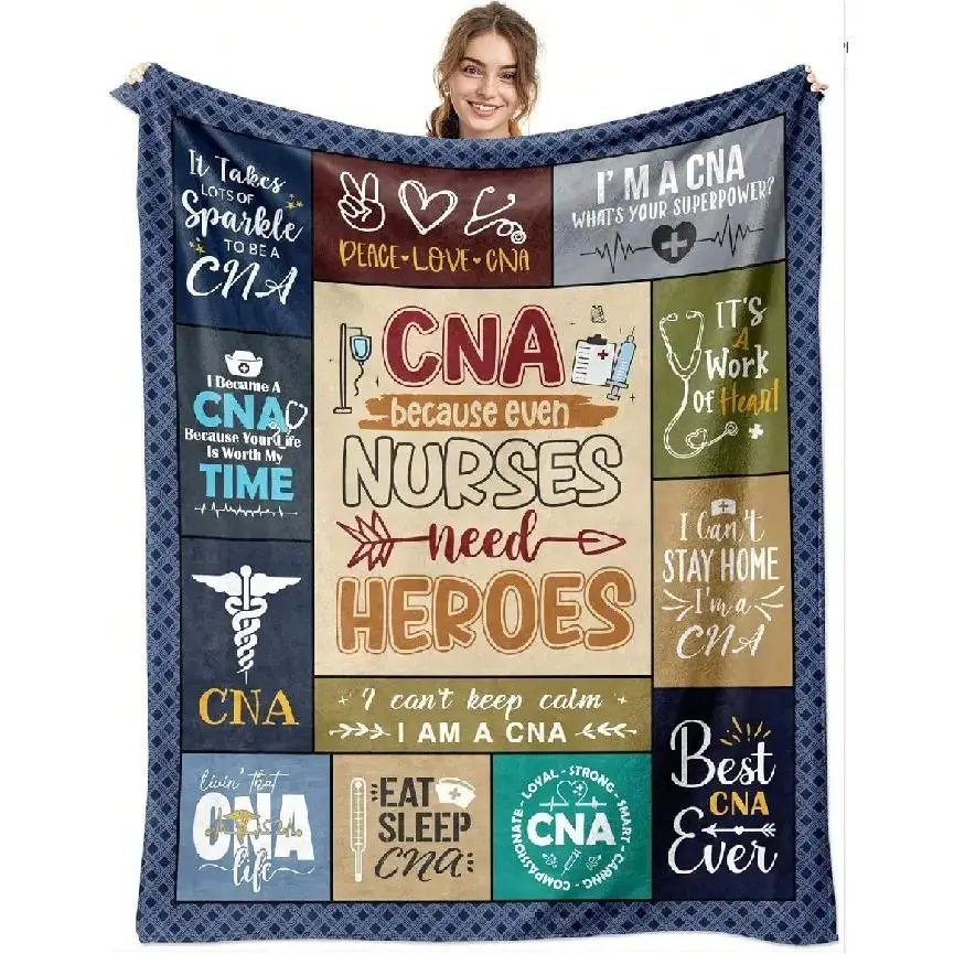 Christmas CNA Gifts For Women Certified Nursing Assistant Appreciation Graduation Nurse Aide Gifts Bulk Throw Blankets CNA Week Gifts Soft Warm Cozy Blankets for Female Nurses Healthcare Workers
