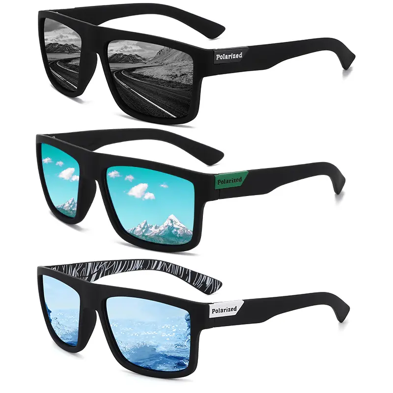 Oversize Square Sunglasses, 3 Pcs Unisex Set with Elastic Frame, Photochromic Polarized Lenses with UV Protection for Outdoor Riding & Driving