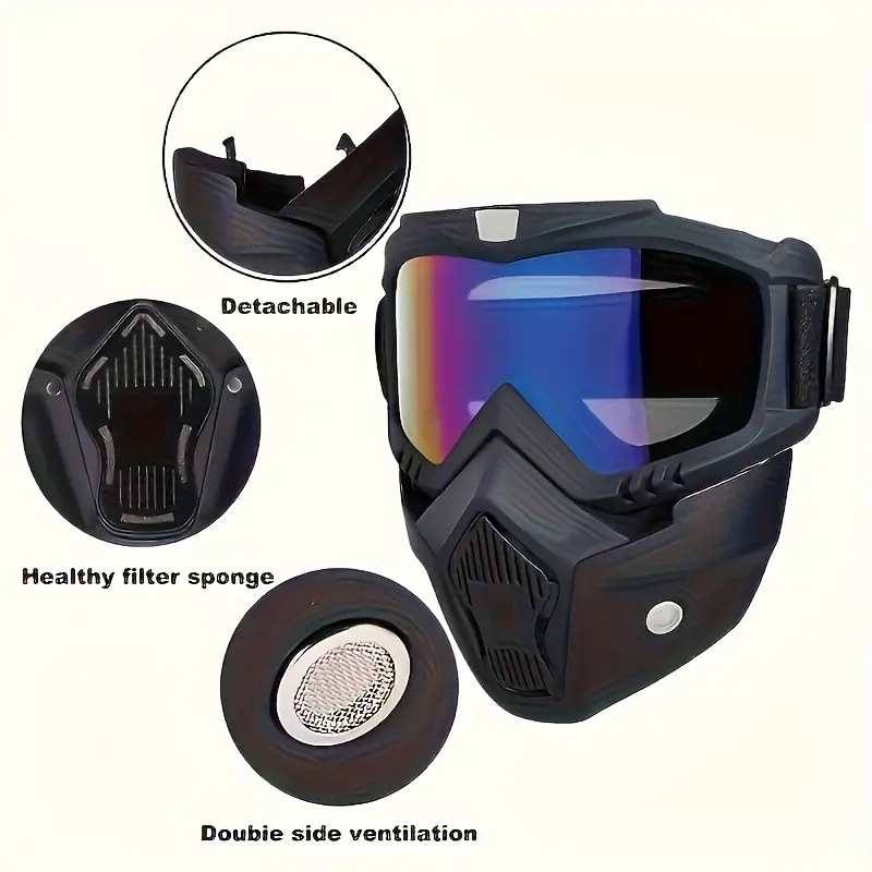A Full-face Goggle with Anti-fog High-definition Lenses, a Detachable and Adjustable Ski Mask, and a Comfortable Handyman mask Sponge Pad - Made of Plastic Yard Work
