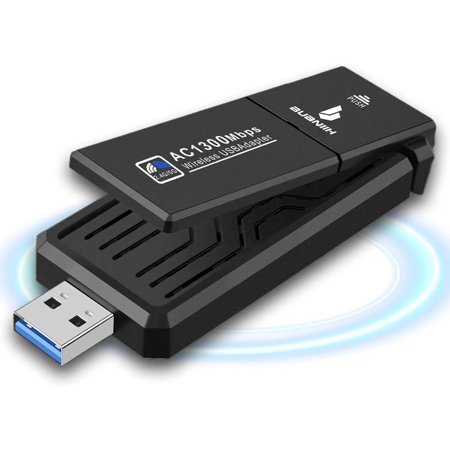 AC1300 USB WiFi Adapter for PC, 2.4/5GHz -Band  Network Dongle | 5dBi high  antenna wifi receiver, USB 3.0, supports Win 11/10/8/7/XP and  OS 10.9-10.15 desktop PC & laptop