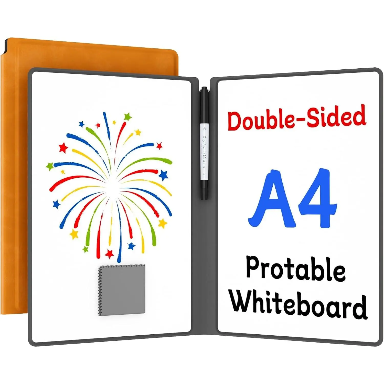 Small Dry Erase Board,12" x 9" Portable Dry Erase White Board,Double-Sided Folding Whiteboard with Pen(Orange)