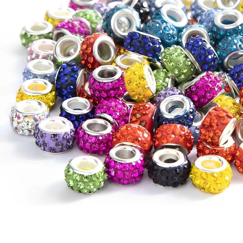120 Pcs Rhinestone Spacer Beads for Beadable Pens, 11mm Large Hole Crystal Beads for DIY Beaded Pens, Pen Making Supplies, Keychains, Bracelets Crafts, Decorative Beads